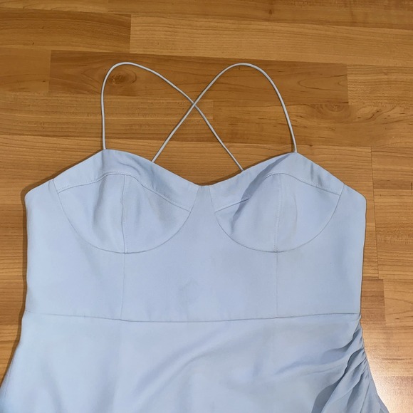 BHLDN Anthropologie Caron Light Blue Midi‎ Ruched Dress Size 16 Wedding Party - Picture 15 of 16